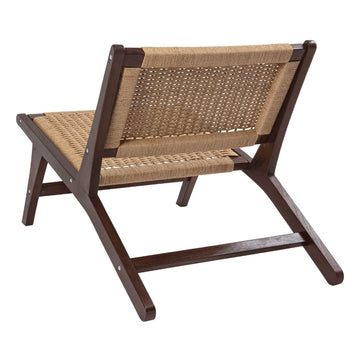 Parker Mid-Century Modern Woven Seagrass Wood Armless Indoor Lounge Chair